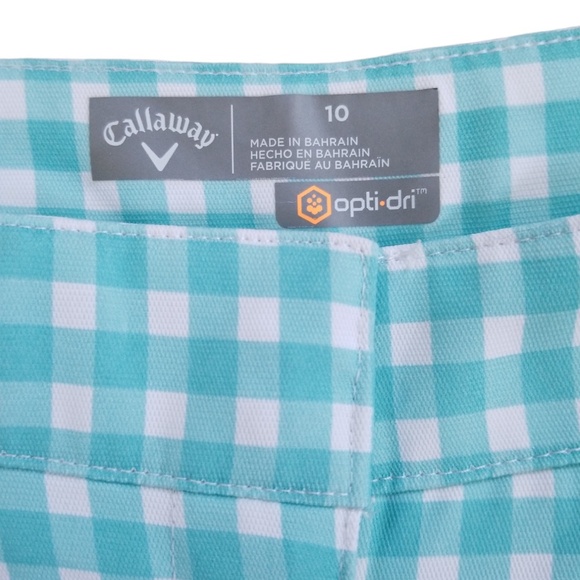 Callaway Opti-Dri Teal‎ White 7 Inch Checkered Golf Shorts Size: 10 NWOT - Picture 4 of 7